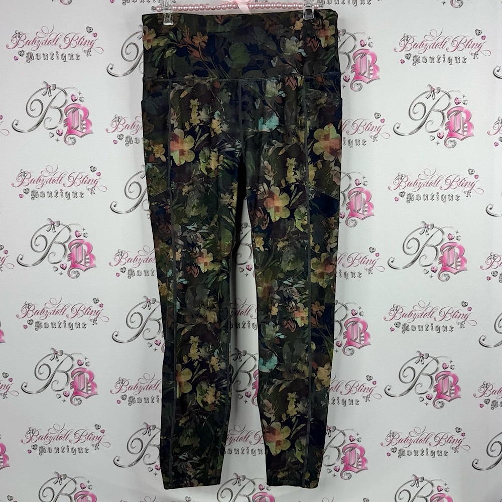 RBX tights leggings floral Camouflage Leggings with Green and Brown Tones